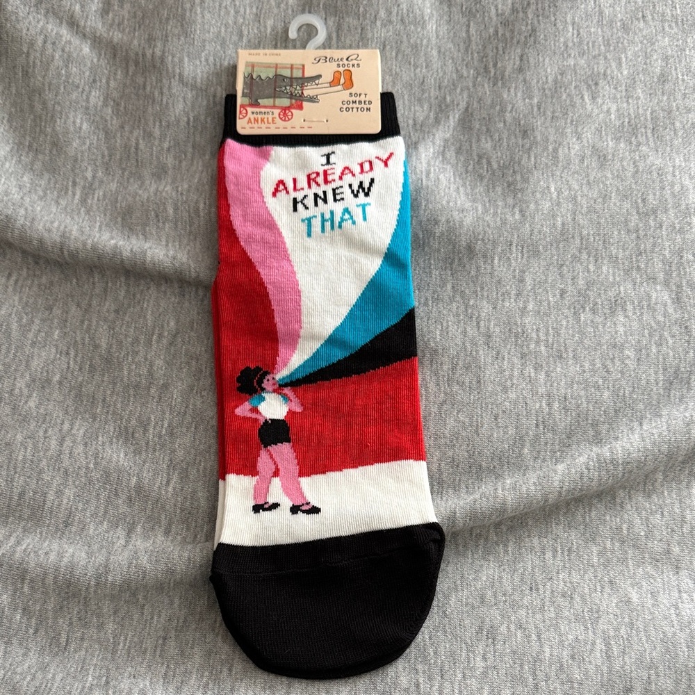 Blue Q Multicolor 'I Already Knew That' Graphic Ankle Socks